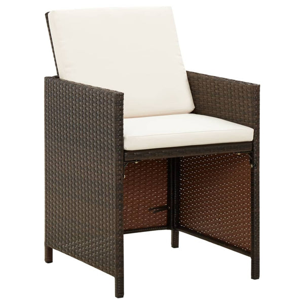 vidaXL 9-piece Garden Dining Set with Cushions Poly Rattan Brown