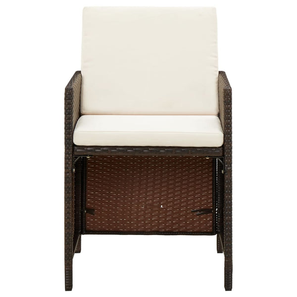 vidaXL 9-piece Garden Dining Set with Cushions Poly Rattan Brown