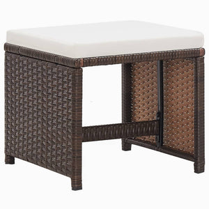 vidaXL 9-piece Garden Dining Set with Cushions Poly Rattan Brown