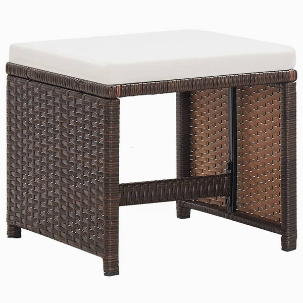 vidaXL 9-piece Garden Dining Set with Cushions Poly Rattan Brown