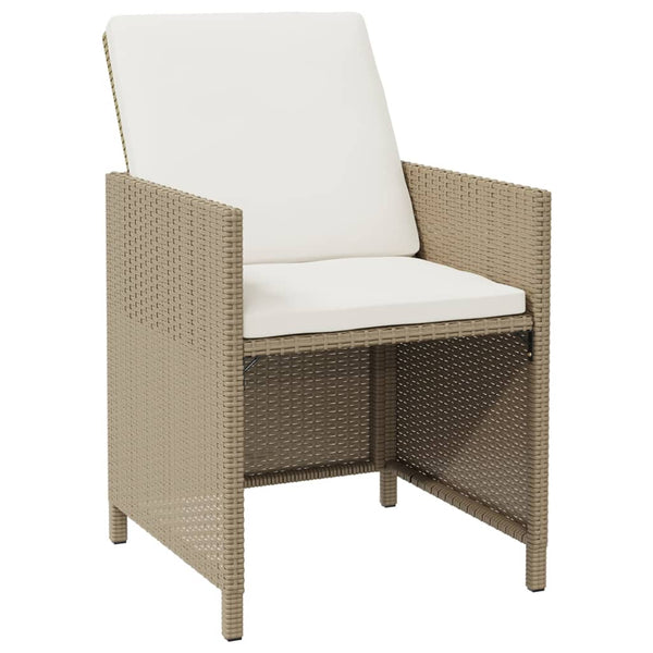 vidaXL 9-piece Garden Dining Set with Cushions Poly Rattan Beige