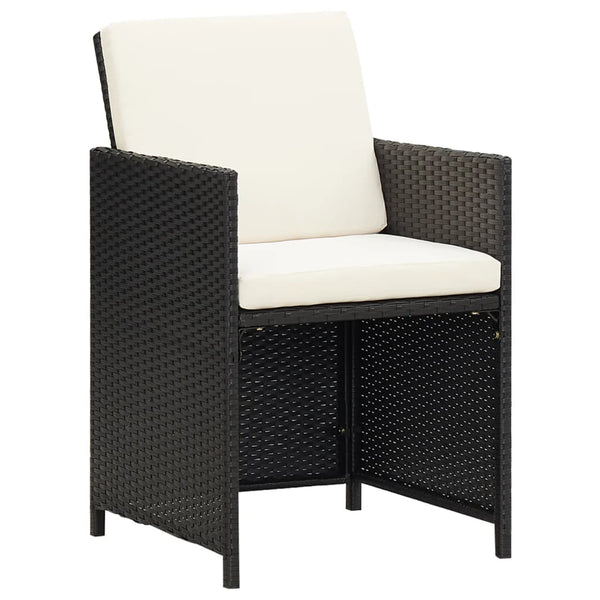 vidaXL 5-Piece Garden Dining Set with Cushions Poly Rattan Black