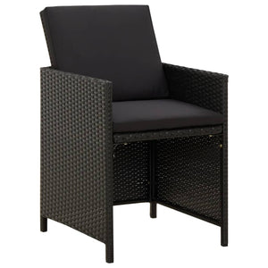 vidaXL 5-Piece Garden Dining Set with Cushions Poly Rattan Black