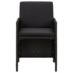 vidaXL 9-piece Garden Dining Set with Cushions Poly Rattan Black