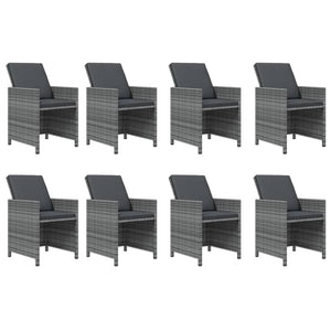 vidaXL 9-piece Garden Dining Set with Cushions Poly Rattan Grey