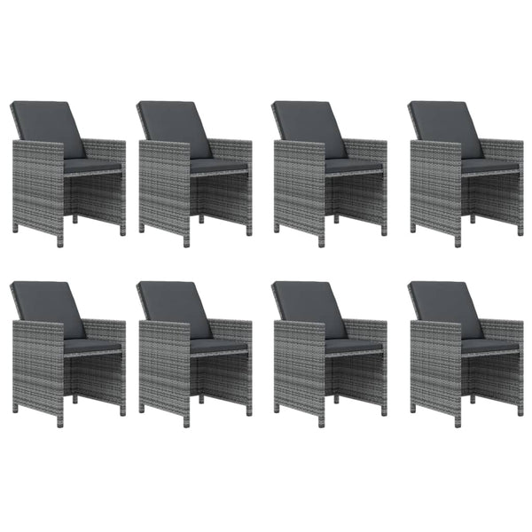 vidaXL 9-piece Garden Dining Set with Cushions Poly Rattan Grey