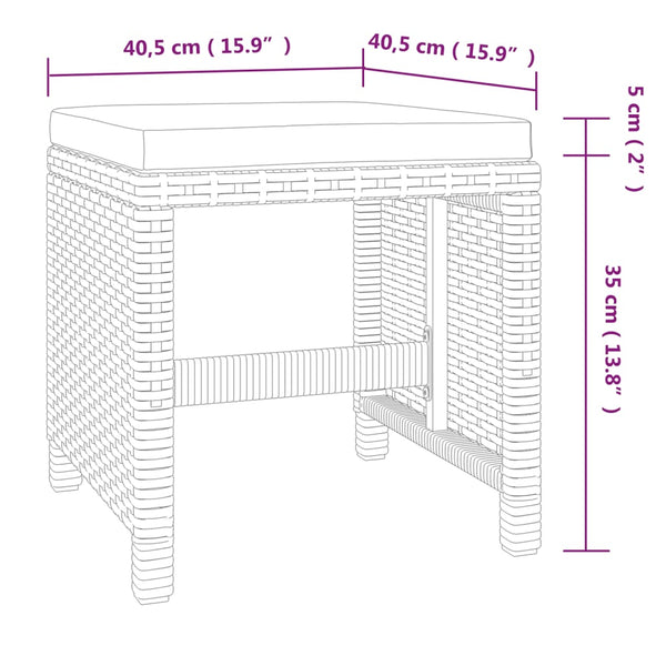vidaXL 9-piece Garden Dining Set with Cushions Poly Rattan Grey
