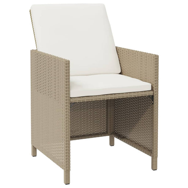 vidaXL 9-piece Garden Dining Set with Cushions Poly Rattan Beige