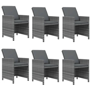 vidaXL 7-piece Garden Dining Set with Cushions Poly Rattan Grey