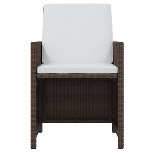 vidaXL 7-Piece Garden Dining Set with Cushions Poly Rattan Brown