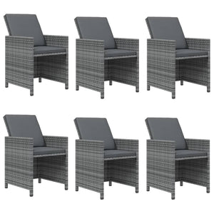 vidaXL 7-piece Garden Dining Set with Cushions Poly Rattan Grey