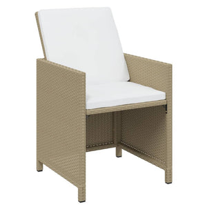 vidaXL 7-Piece Garden Dining Set with Cushions Poly Rattan Beige