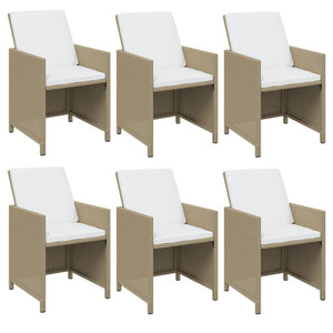 vidaXL 11-piece Garden Dining Set with Cushions Poly Rattan Beige