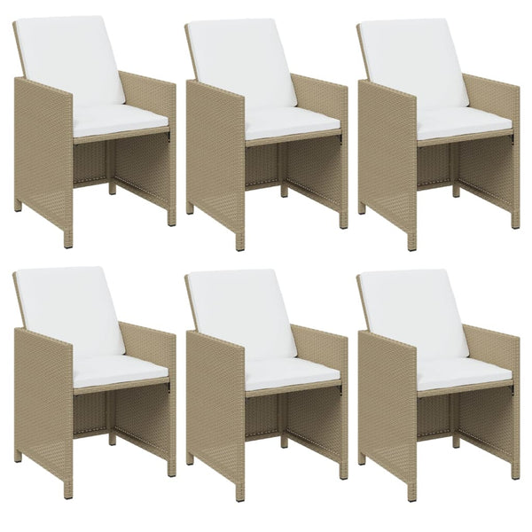 vidaXL 11-piece Garden Dining Set with Cushions Poly Rattan Beige