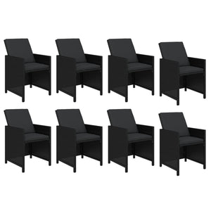 vidaXL 9-piece Garden Dining Set with Cushions Poly Rattan Black