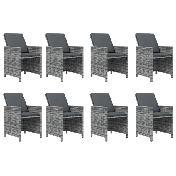 vidaXL 9-piece Garden Dining Set with Cushions Poly Rattan Grey