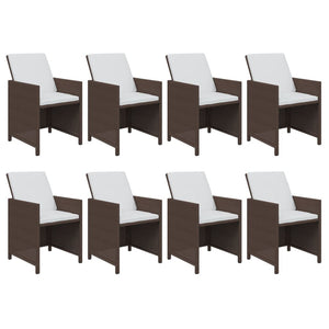 vidaXL 9-piece Garden Dining Set with Cushions Poly Rattan Brown