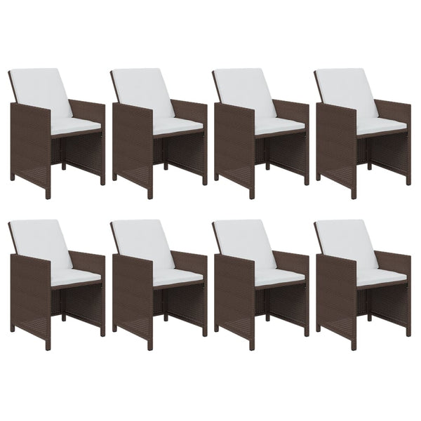 vidaXL 9-piece Garden Dining Set with Cushions Poly Rattan Brown