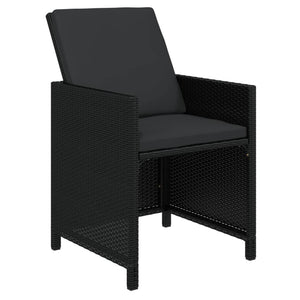 vidaXL 11-Piece Garden Dining Set with Cushions Poly Rattan Black