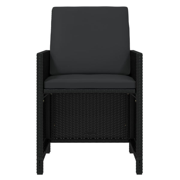 vidaXL 11-Piece Garden Dining Set with Cushions Poly Rattan Black