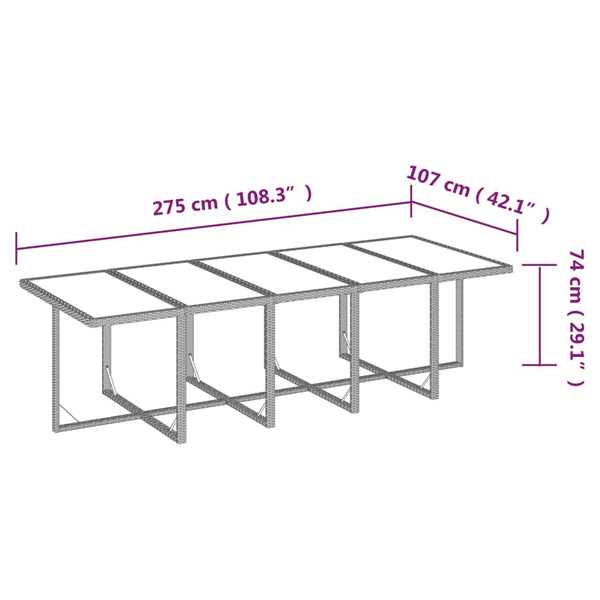 vidaXL 15-Piece Garden Dining Set with Cushions Poly Rattan Black
