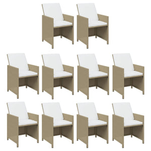 vidaXL 15-piece Garden Dining Set with Cushions Poly Rattan Beige