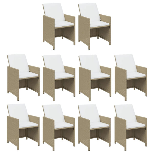 vidaXL 15-piece Garden Dining Set with Cushions Poly Rattan Beige
