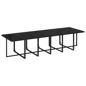 vidaXL 13-Piece Garden Dining Set with Cushions Poly Rattan Black