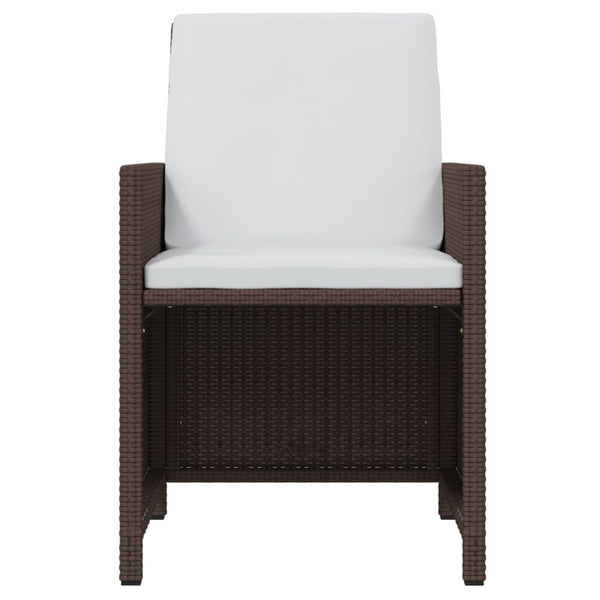 13-tlg. Garten-Essgruppe mit Kissen Poly Rattan Braun