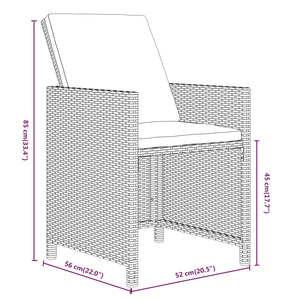 13-tlg. Garten-Essgruppe mit Kissen Poly Rattan Braun