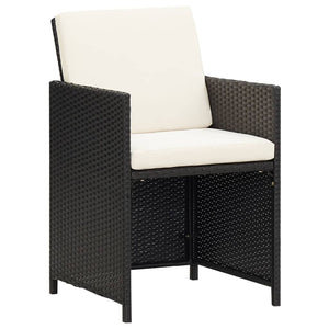 17-tlg. Garten-Essgruppe mit Kissen Poly Rattan Schwarz