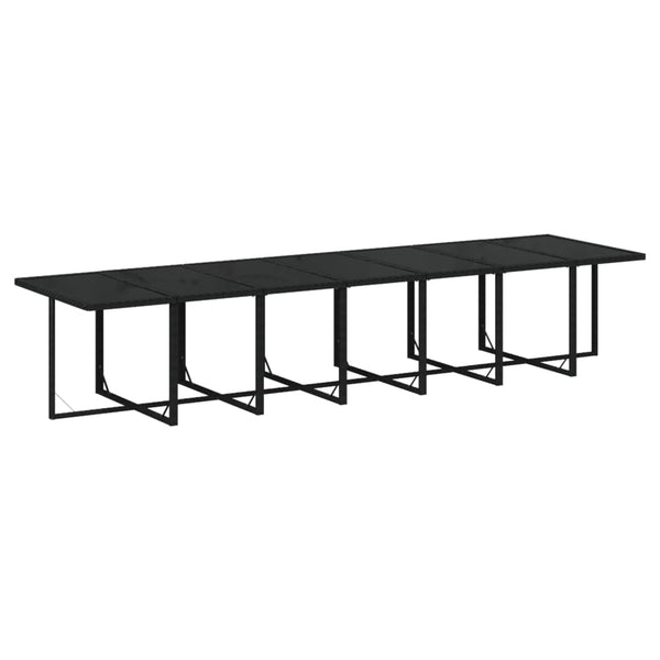 19-tlg. Garten-Essgruppe mit Kissen Poly Rattan Schwarz