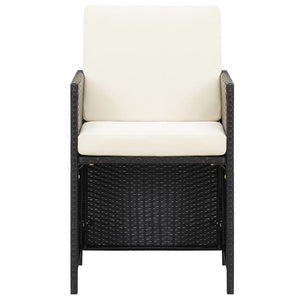 19-tlg. Garten-Essgruppe mit Kissen Schwarz Poly Rattan
