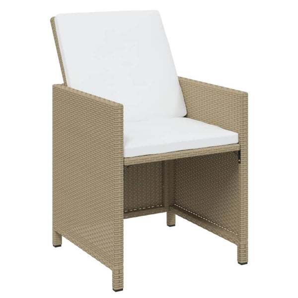 vidaXL 15-piece Garden Dining Set with Cushions Beige Poly Rattan
