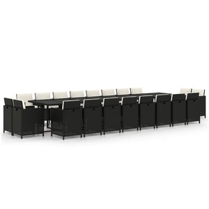 vidaXL 21-pc. Garden Dining Set with Cushions Black Poly Rattan