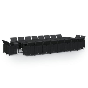 vidaXL 21-Piece Garden Dining Set with Cushions Poly Rattan Black