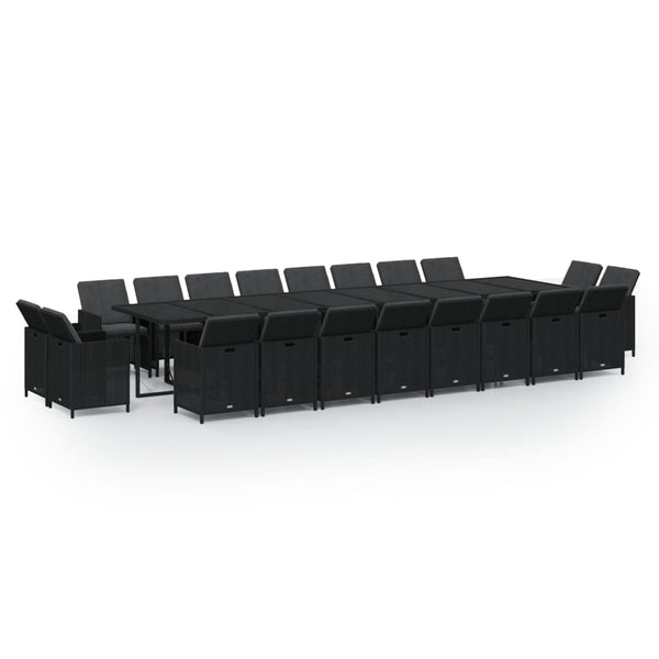 vidaXL 21-Piece Garden Dining Set with Cushions Poly Rattan Black