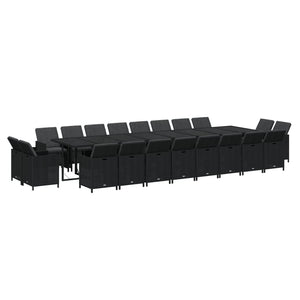 vidaXL 21-Piece Garden Dining Set with Cushions Poly Rattan Black