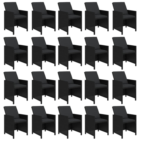 vidaXL 21-Piece Garden Dining Set with Cushions Poly Rattan Black