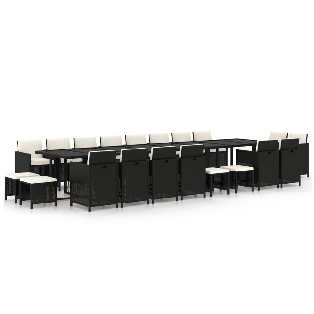 vidaXL 21-pc. Garden Dining Set with Cushions Black Poly Rattan