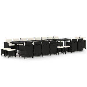 vidaXL 21-pc. Garden Dining Set with Cushions Black Poly Rattan