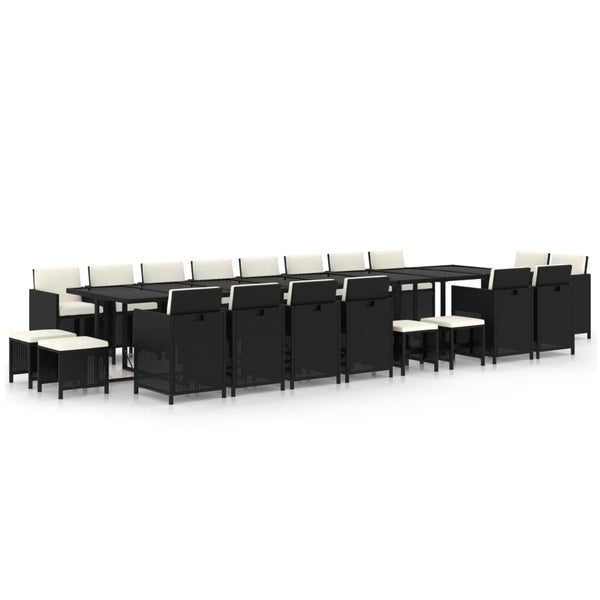 vidaXL 21-pc. Garden Dining Set with Cushions Black Poly Rattan