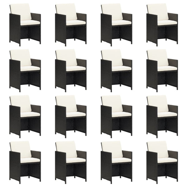 vidaXL 21-pc. Garden Dining Set with Cushions Black Poly Rattan