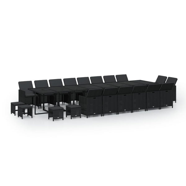 vidaXL 21-Piece Garden Dining Set with Cushions Poly Rattan Black