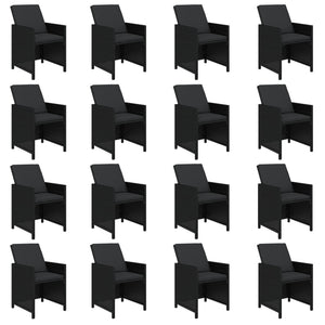 vidaXL 21-Piece Garden Dining Set with Cushions Poly Rattan Black