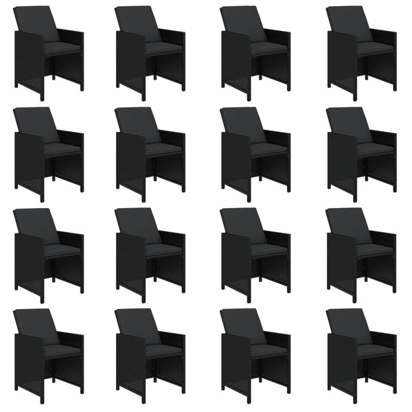 vidaXL 21-Piece Garden Dining Set with Cushions Poly Rattan Black