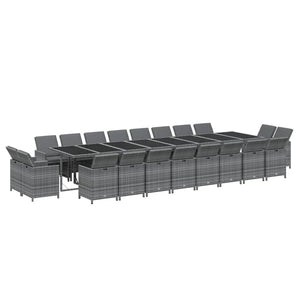 vidaXL 21-Piece Garden Dining Set with Cushions Poly Rattan Grey