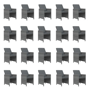 vidaXL 21-Piece Garden Dining Set with Cushions Poly Rattan Grey