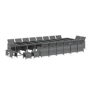 vidaXL 21-Piece Garden Dining Set with Cushions Poly Rattan Grey