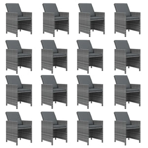 vidaXL 21-Piece Garden Dining Set with Cushions Poly Rattan Grey